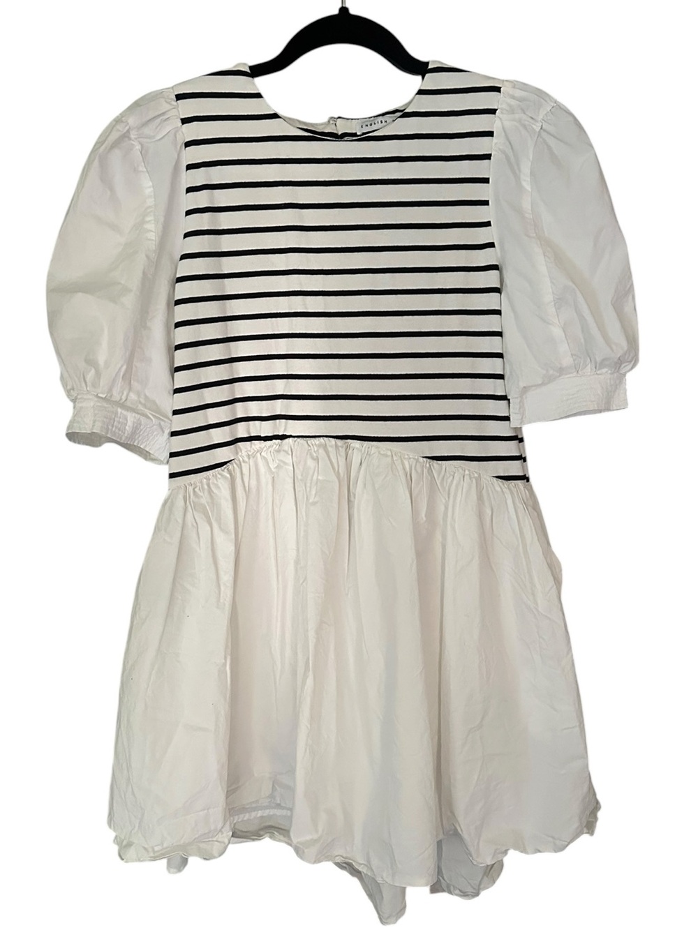 English Factory Striped Puff Sleeve Dress Size Small
